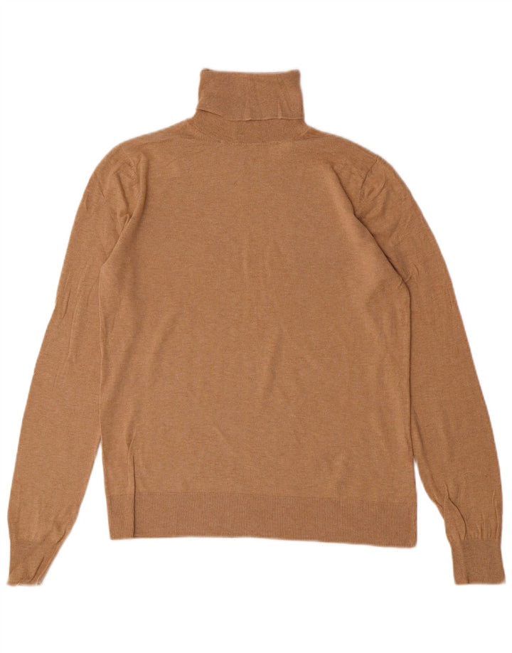 MASSIMO DUTTI Rollkragenpullover für Damen, UK 12, mittelbeige Baumwolle