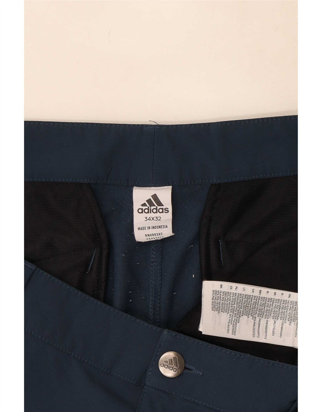 Adidas Herren Slim Chino Hose W34 L32 Marineblau Polyester