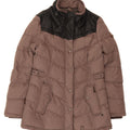 KHUJO Womens Oversized Padded Jacket UK 2 XS Brown Colourblock Polyester Vintage KHUJO and Second-Hand KHUJO from Messina Hembry 