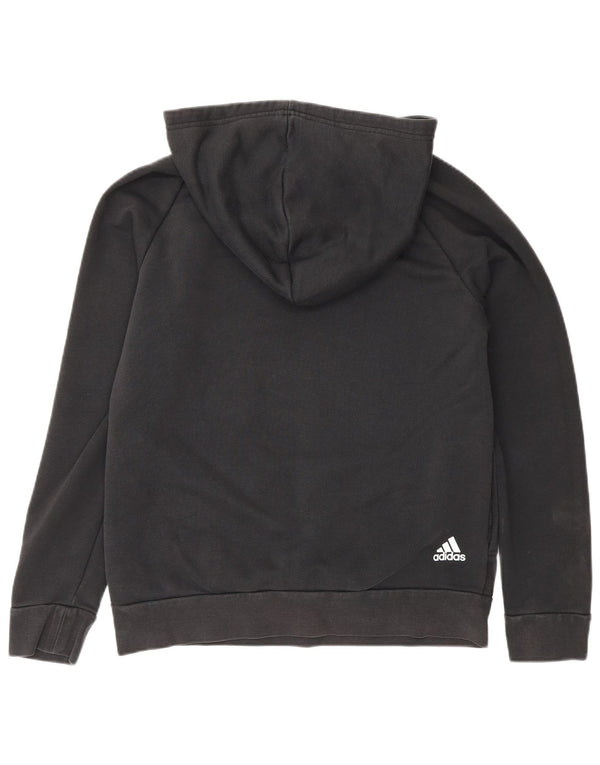 Adidas Damen Graphic Hoodie Pullover UK 12/14 Mittelschwarze Baumwolle