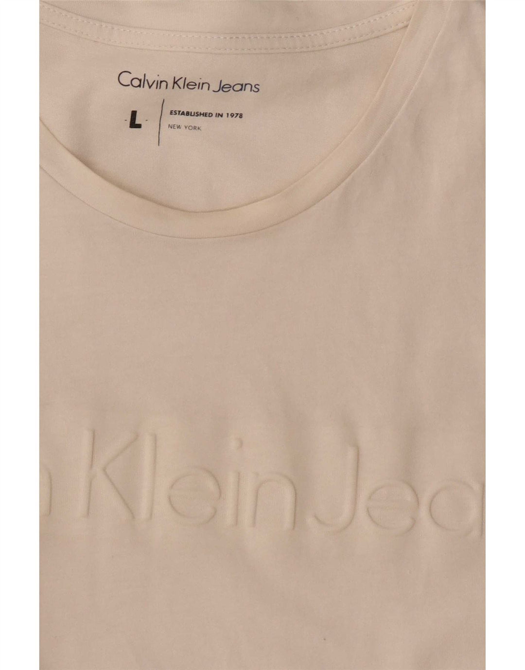 Calvin Klein Jeans Herren-T-Shirt mit Grafik, Größe L, Weiß