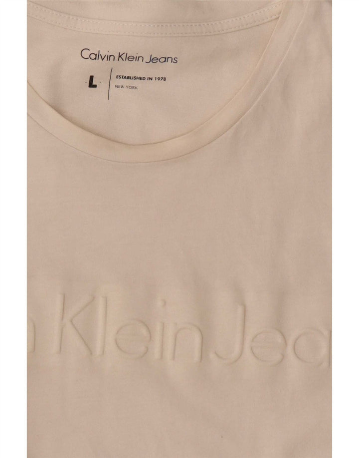 Calvin Klein Jeans Herren-T-Shirt mit Grafik, Größe L, Weiß