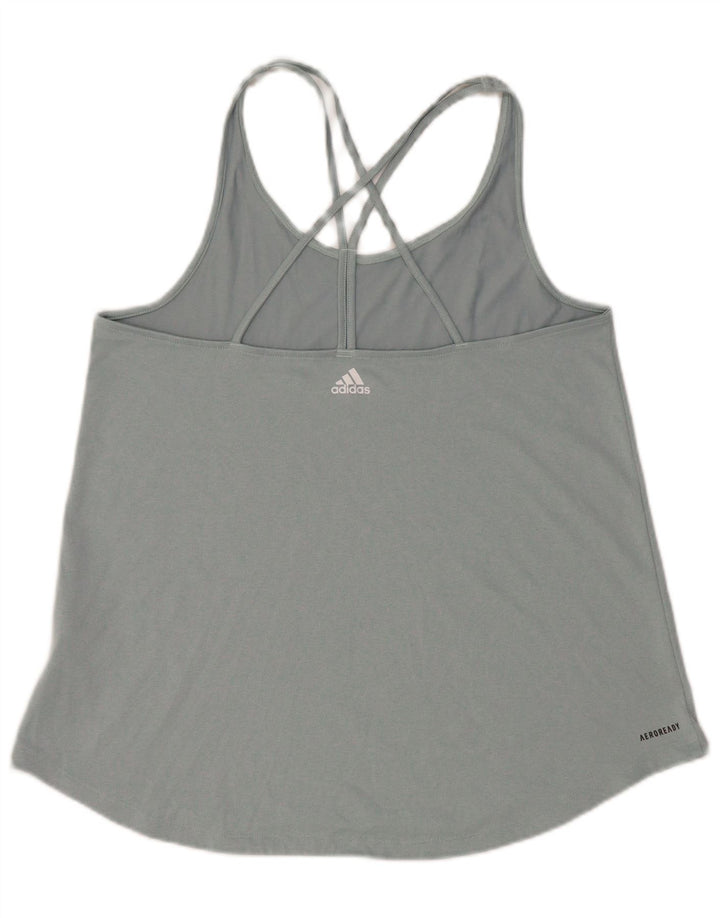 Adidas Damen Aeroready Vest Top UK 14 Large Grau Polyester