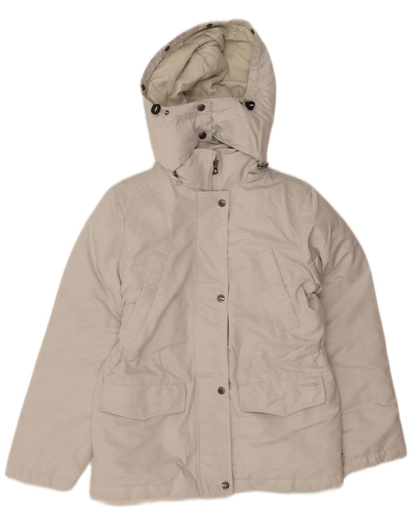 Geox Womens Hooded Oversized Wattierte Jacke UK 6 XS Weiß Polyester