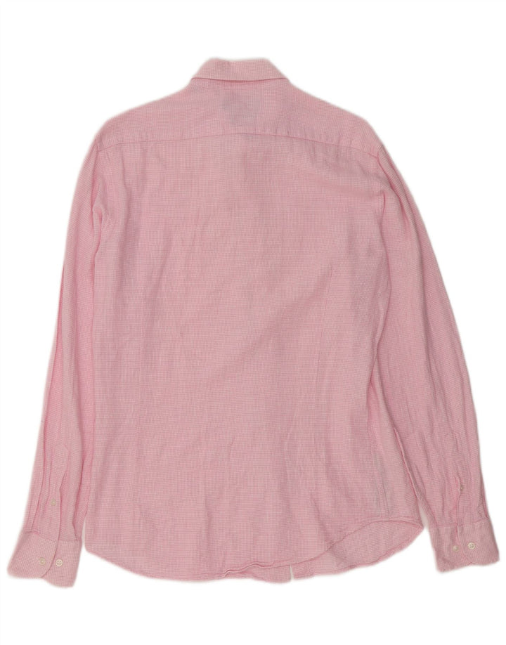 Massimo Dutti Herrenhemd, klein, rosa kariert, Baumwolle
