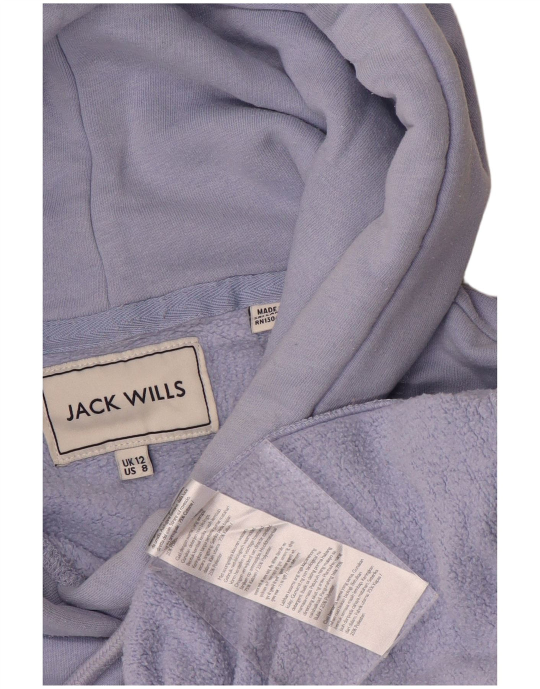 JACK WILLS Damen-Kapuzenpullover mit Grafik, UK 12, mittelviolette Baumwolle