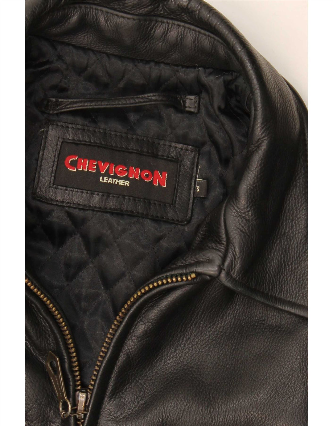 Chevignon Herren Lederjacke UK 36 Small Schwarzes Leder