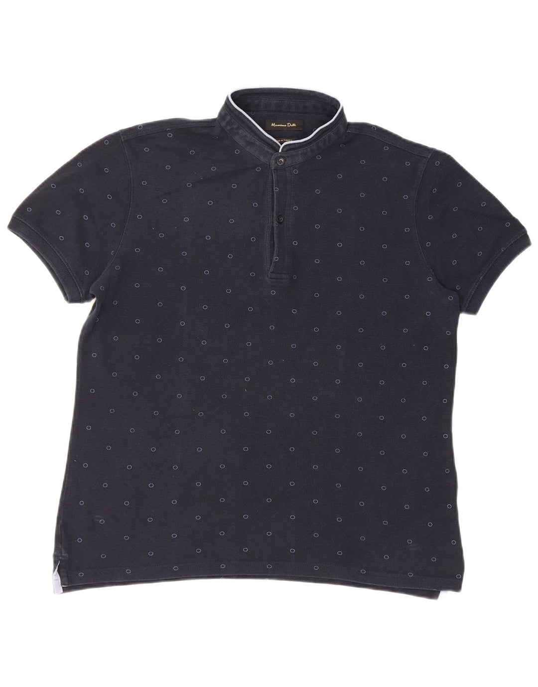 Massimo Dutti Herren-Poloshirt, groß, marineblau gepunktet