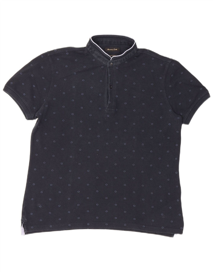 Massimo Dutti Herren-Poloshirt, groß, marineblau gepunktet