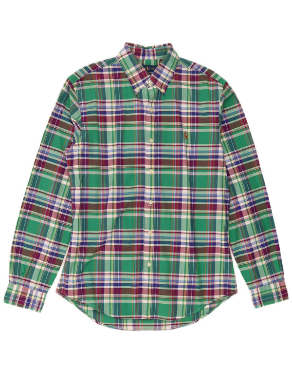 Ralph Lauren Mens Slim Fit Shirt Medium Green Check Cotton