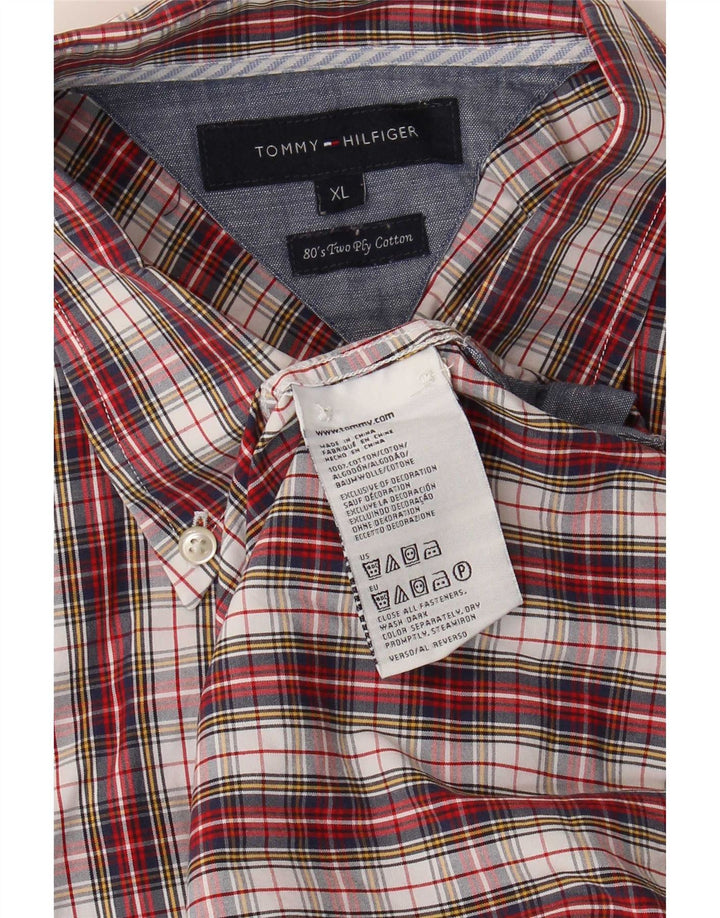 Tommy Hilfiger Herrenhemd XL, rot kariert, Baumwolle