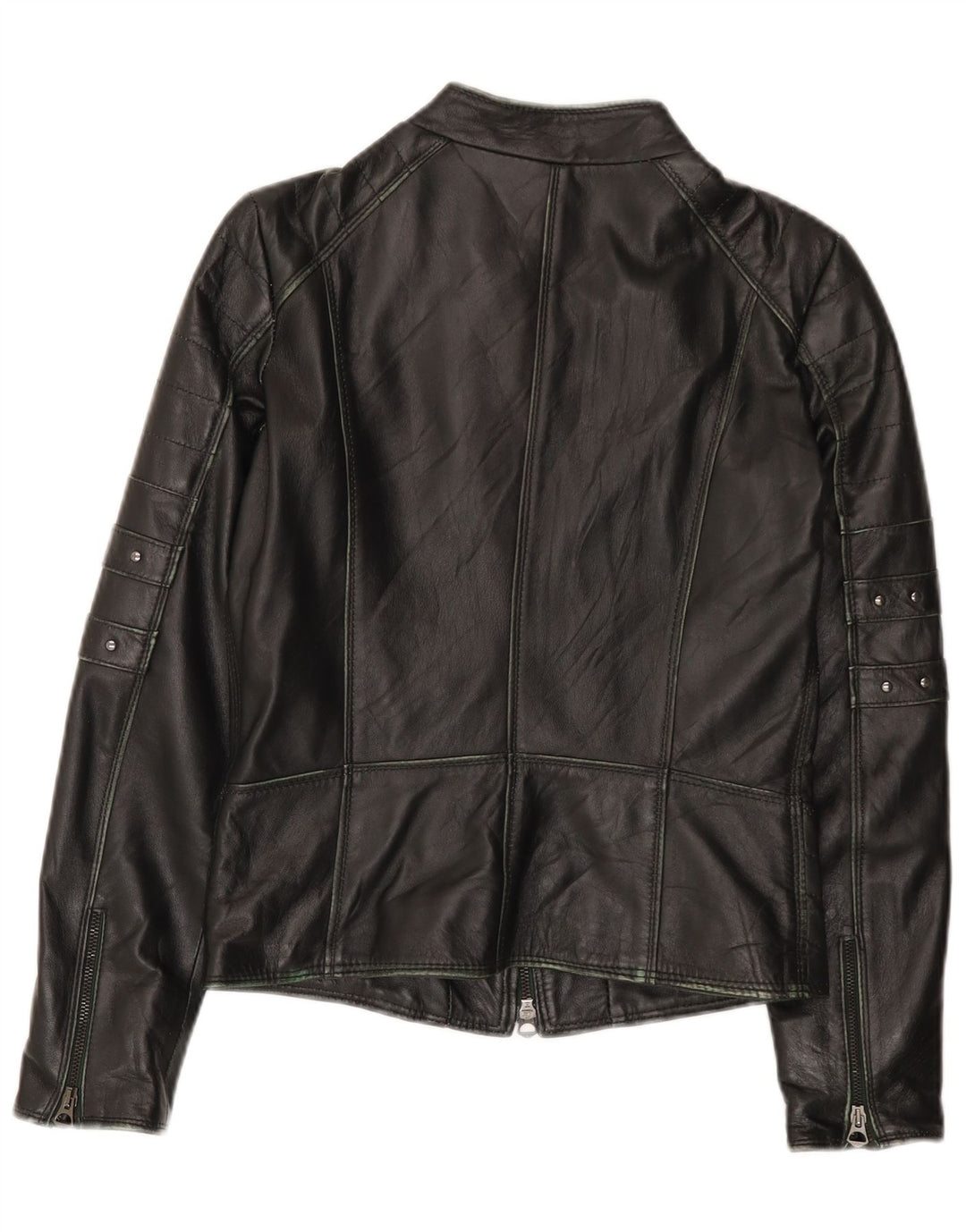 Vintage Damen Leder Bikerjacke IT 44 Mittelschwarzes Leder