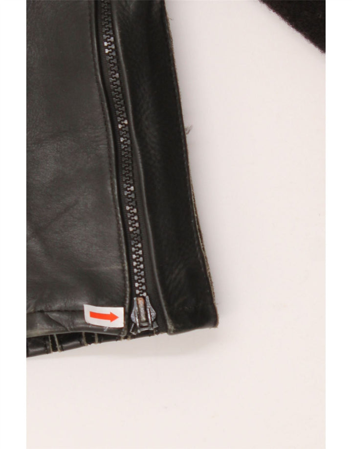 VINTAGE Damenhose EU 38 Medium W28 L27 Schwarzes Colourblock-Leder