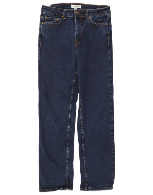 Marks & Spencer Damen Straight Jeans UK 12 Medium W30 L27 Marineblau Baumwolle