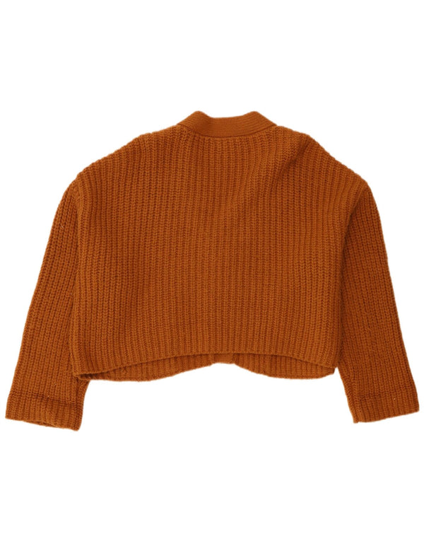 Zara Damen Crop Oversized Cardigan Pullover UK 16 Large Braun Acryl