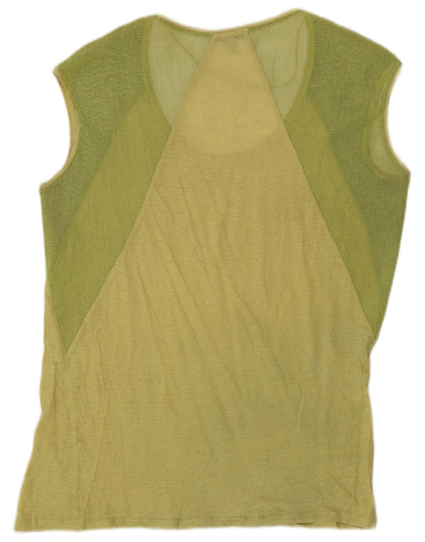 Zara Damen Trafaluc Weste Top UK 14 Mittelgelbes Colourblock-Leinen