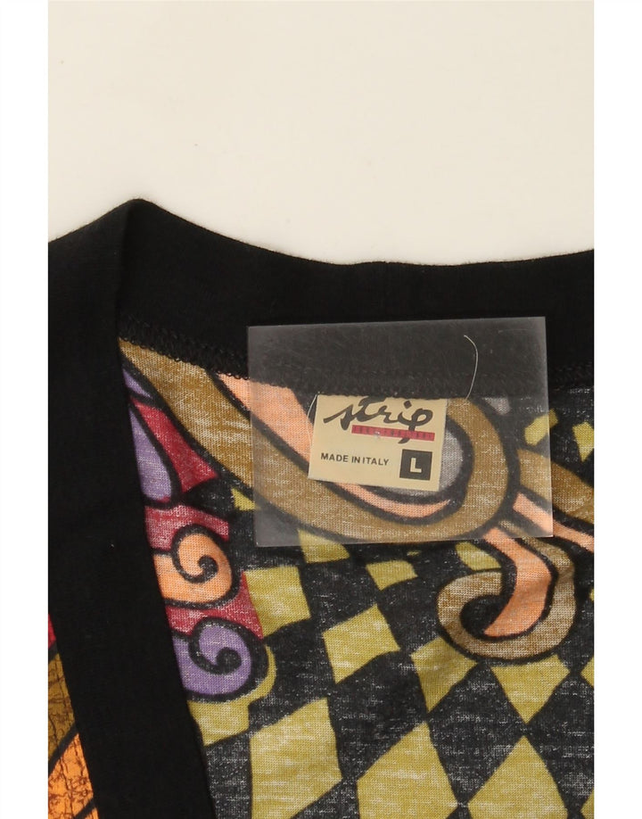 Vintage Damen Oversized Cardigan Top UK 16 Groß Mehrfarbig Geometrisch