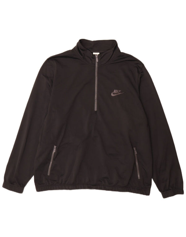 Nike Herren-Sweatshirt mit Reißverschluss am Hals, 3XL, schwarzes Polyester