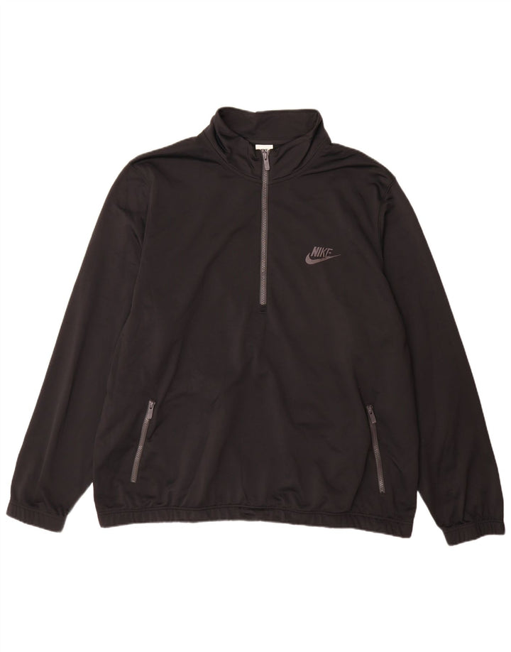 Nike Herren-Sweatshirt mit Reißverschluss am Hals, 3XL, schwarzes Polyester