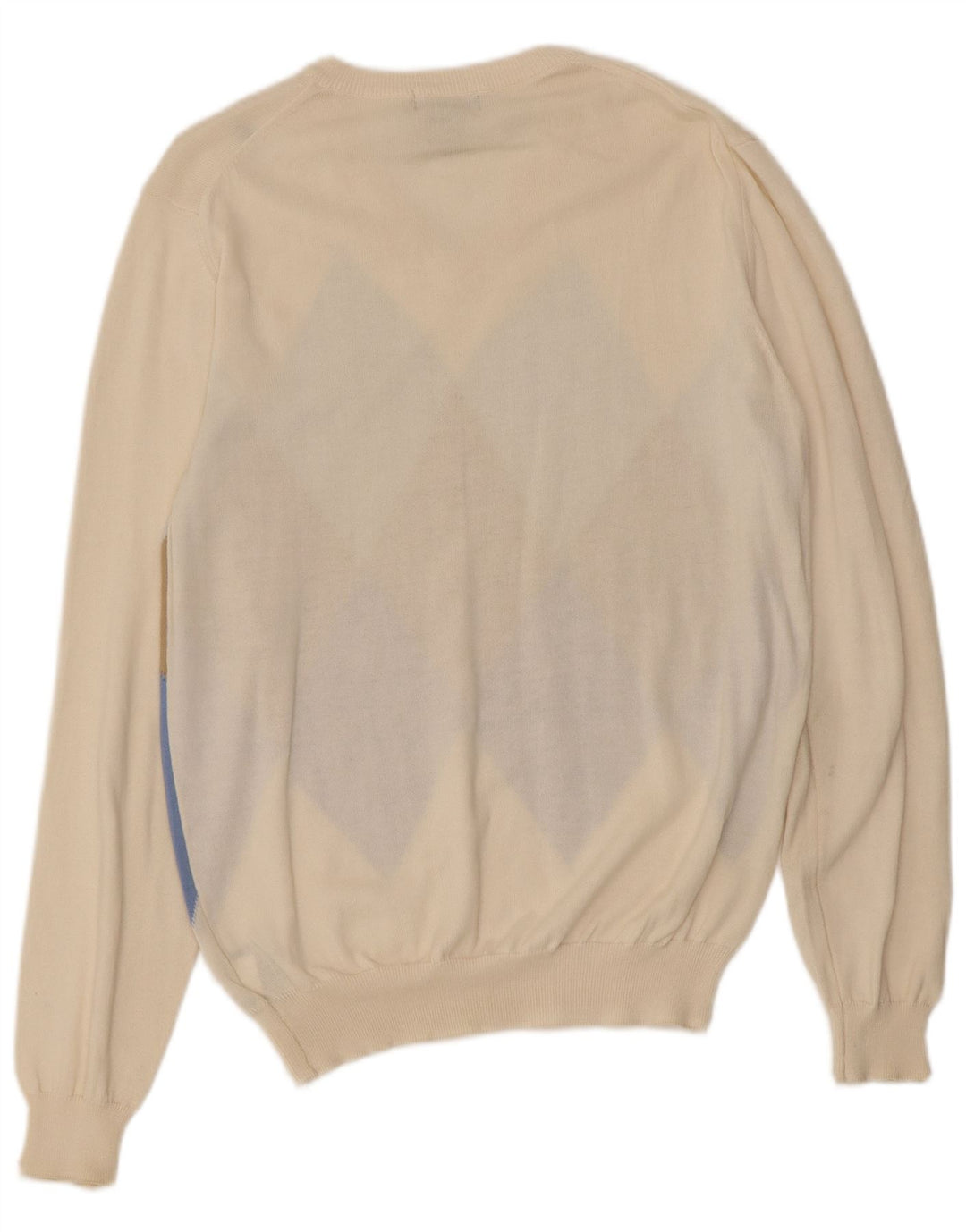 Gant Herren-Pullover mit V-Ausschnitt, mittelweiße Argyle-/Diamant-Baumwolle