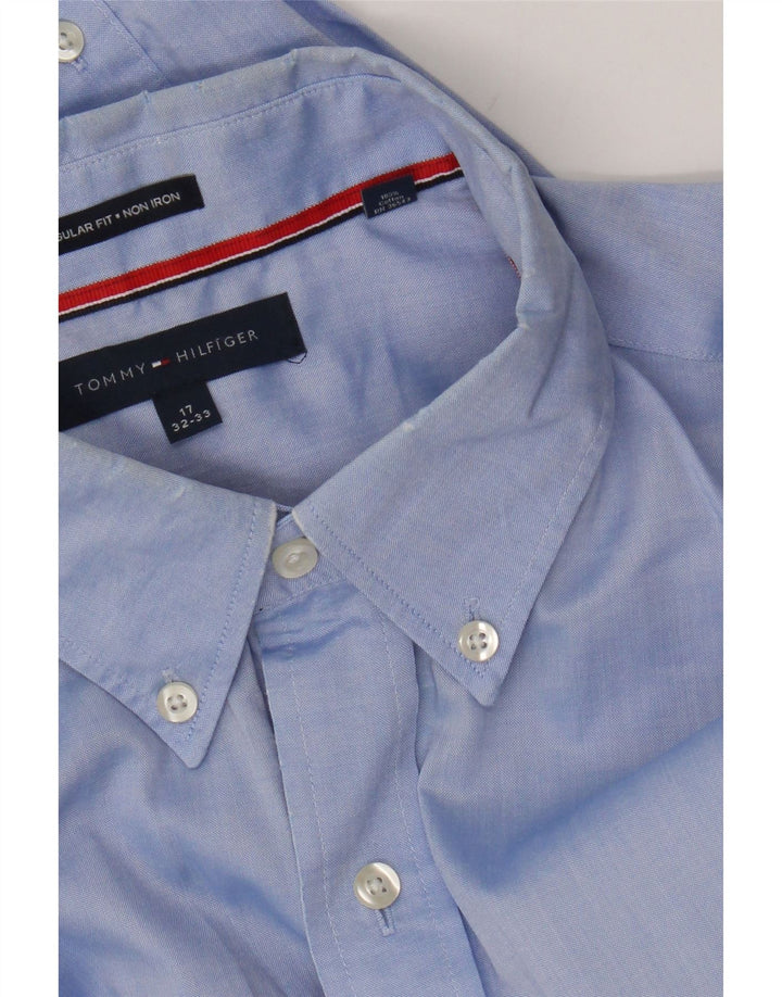 Tommy Hilfiger Herren-Hemd mit normaler Passform, Größe 17 XL, blaue Baumwolle