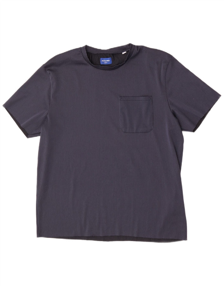 Jack & Jones Herren T-Shirt Top 2XL Marineblau gestreift Polyester