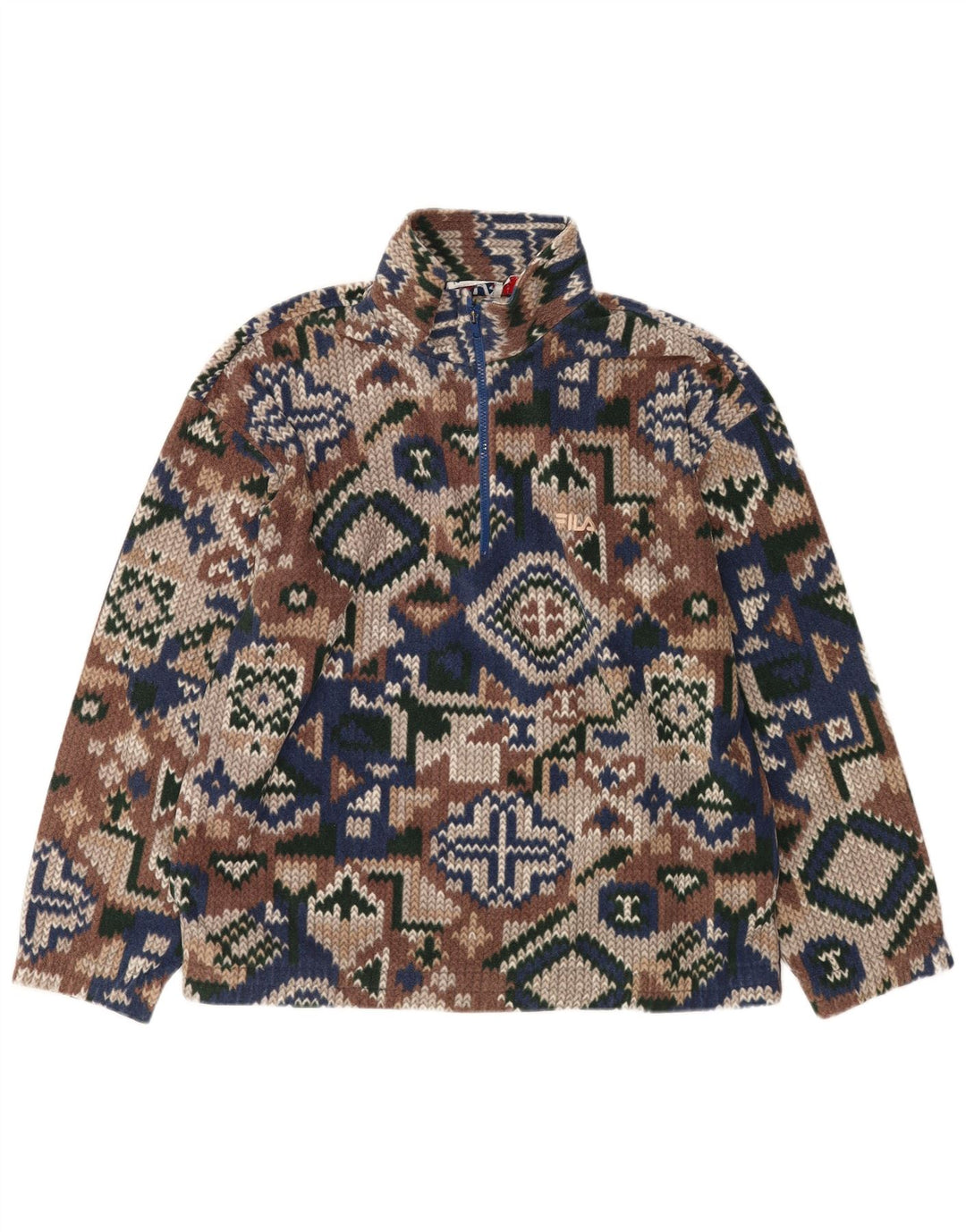 Fila Herren-Fleecepullover mit lockerer Passform, IT 50, mittelgroß, mehrfarbig, geometrisch