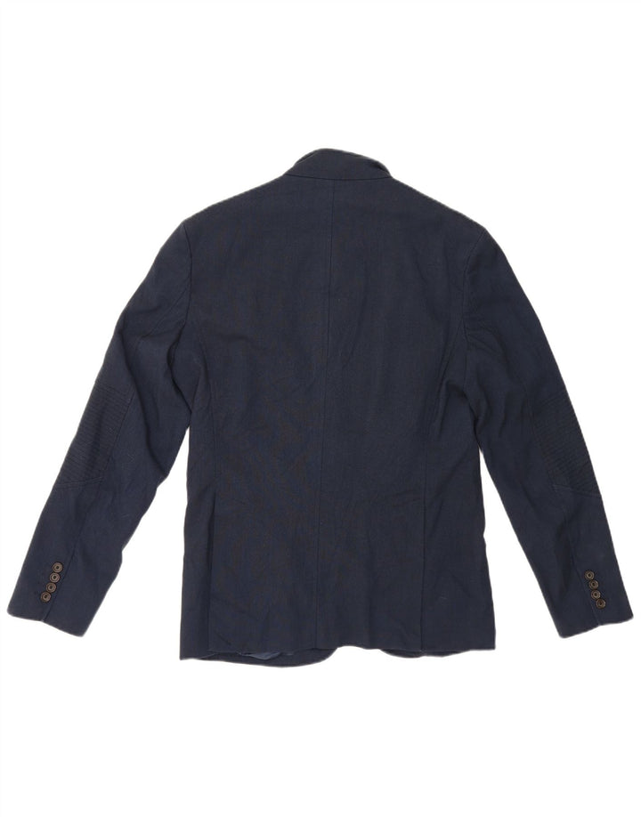 Zara Herren-Blazer mit 4 Knöpfen, Gr. 40, groß, marineblau, Polyester