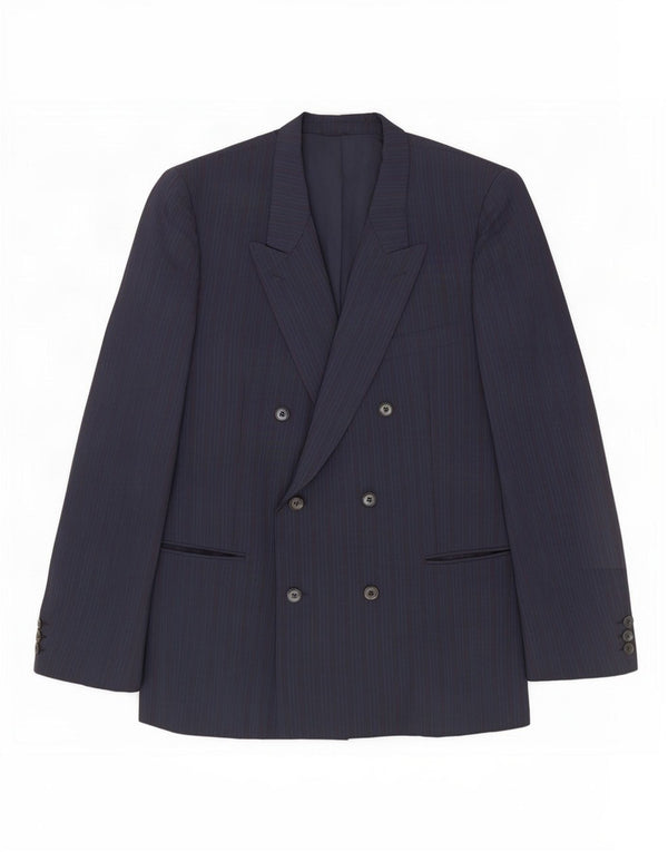 Monti Herren-Blazer, zweireihig, IT 56 3XL, marineblau, gestreift, Wolle