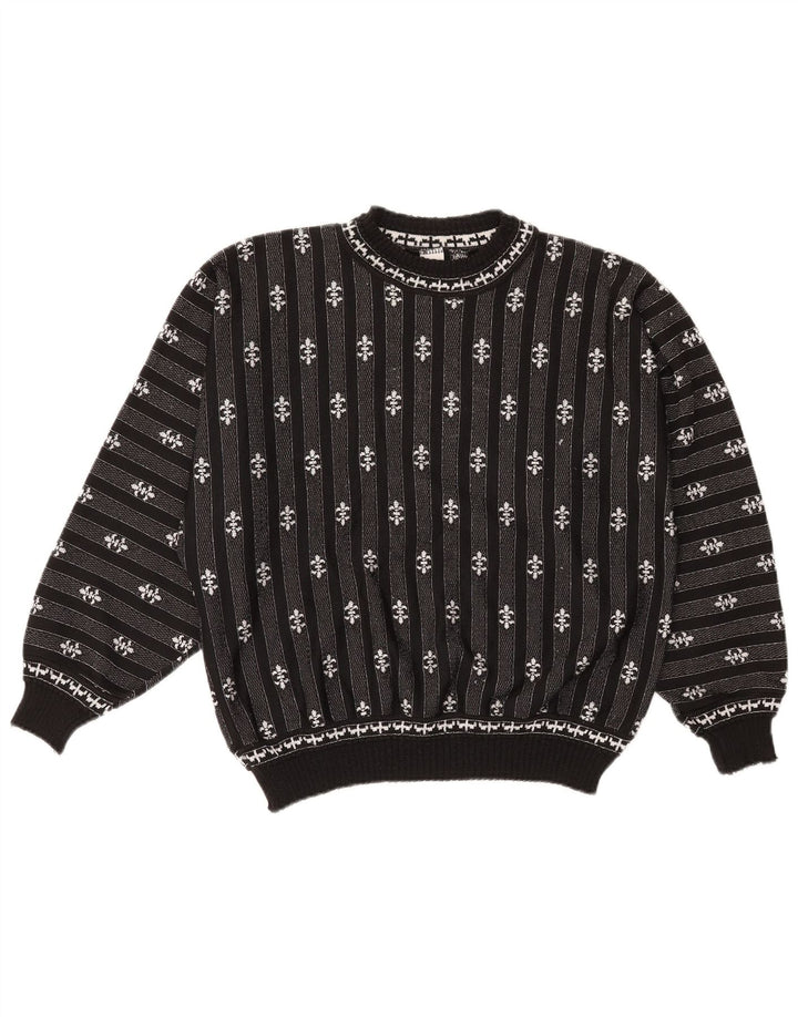 C & A Damen-Pullover, übergroß, Rundhalsausschnitt, Gr. 14, mittelschwarz gestreift