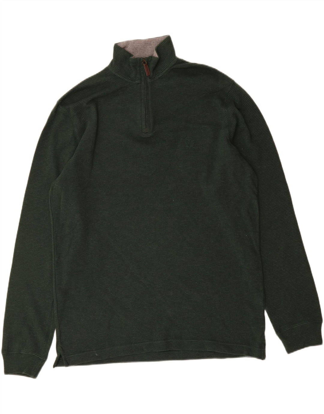 CHAPS Mens Zip Neck Sweatshirt Jumper Medium Green Cotton Vintage Chaps and Second-Hand Chaps from Messina Hembry 
