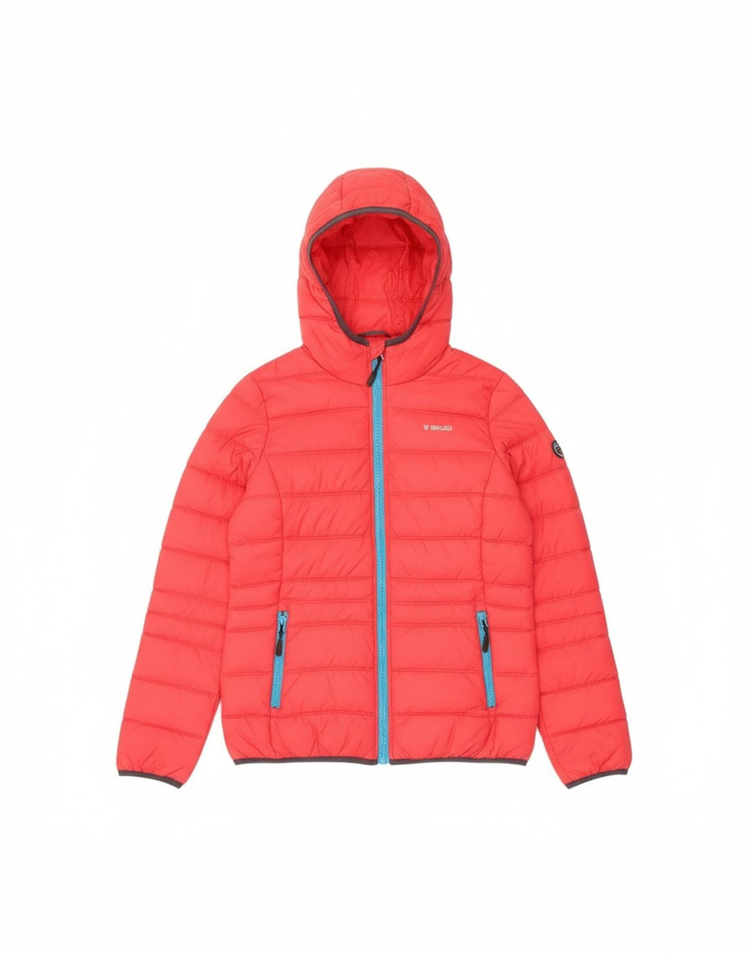 Brugi Wattierte Damenjacke mit Kapuze, UK 14, Mittelrot, Polyamid
