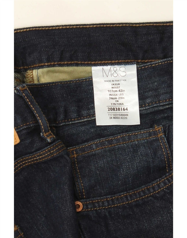 Marks & Spencer Herren Relaxed Straight Jeans W42 L29 Marineblaue Baumwolle
