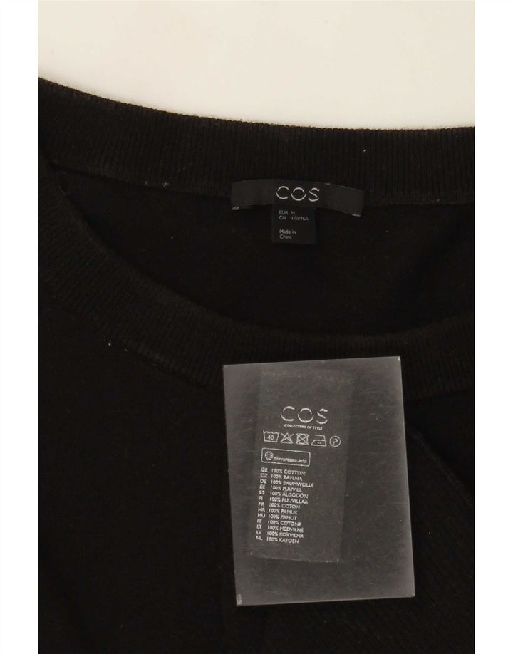 Cos Damen-Pullover mit U-Boot-Ausschnitt, UK 14, mittelschwarze Baumwolle