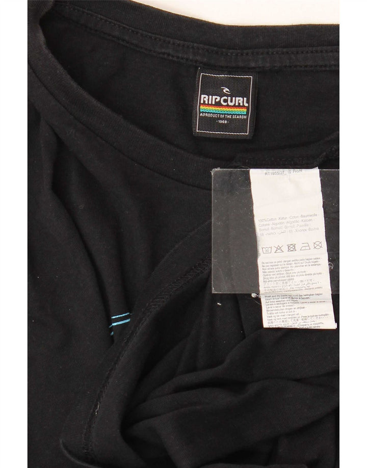 Rip Curl Herren-Grafik-T-Shirt-Oberteil aus mittelschwarzer Baumwolle