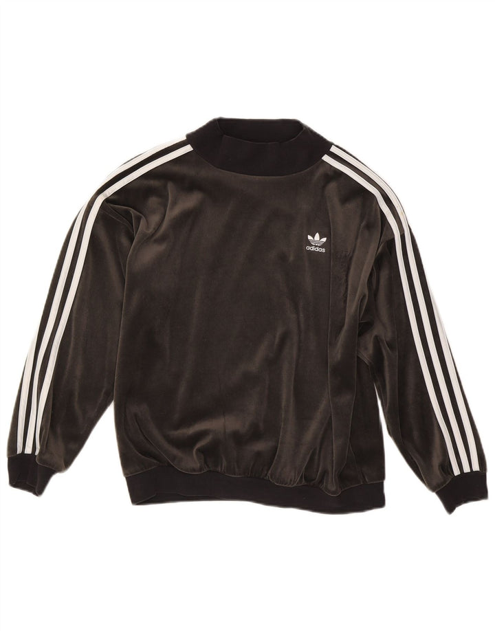 Adidas Mädchen-Sweatshirt aus Velours, 11–12 Jahre, graues Polyester