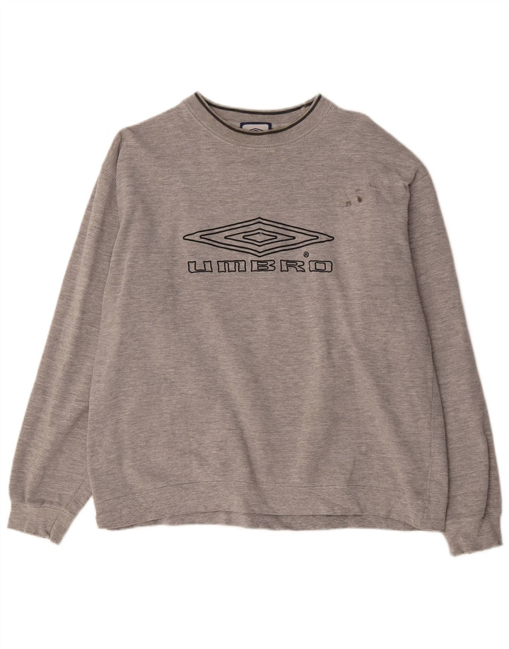 Umbro Herren Grafik-Sweatshirt-Pullover XL aus grau gefleckter Baumwolle