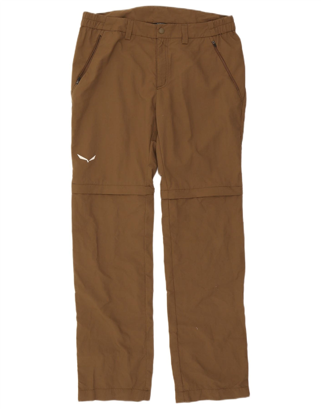Vintage Herren Straight Chino Hose Medium W32 L32 Braunes Polyamid