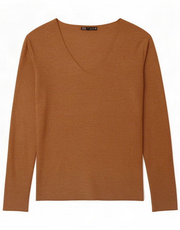 Zara Damen Top Langarm UK 10 Small Beige