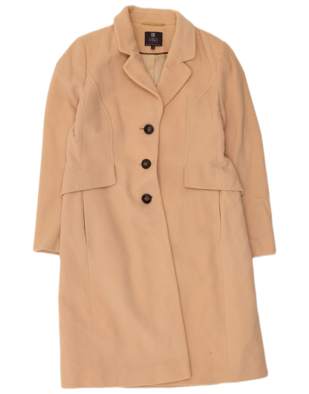 Marks & Spencer Damen Mantel UK 14 Mittelbeige Wolle