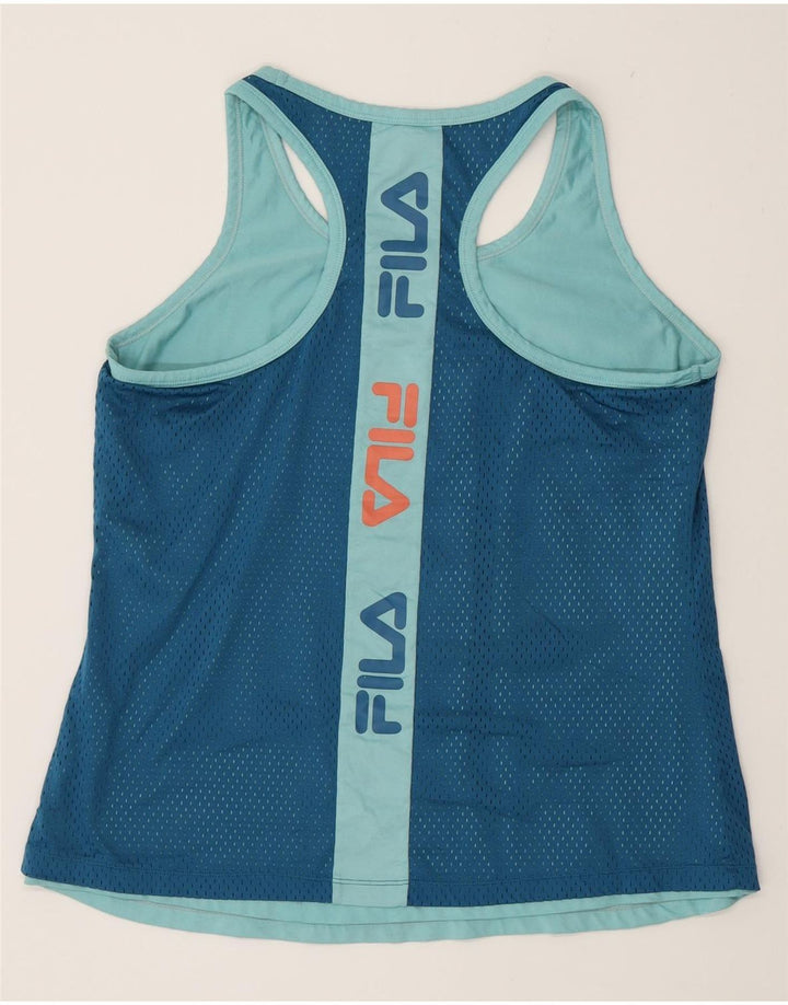 Fila Damen Grafik-Trägershirt UK 16 Large Blaues Colourblock-Polyester