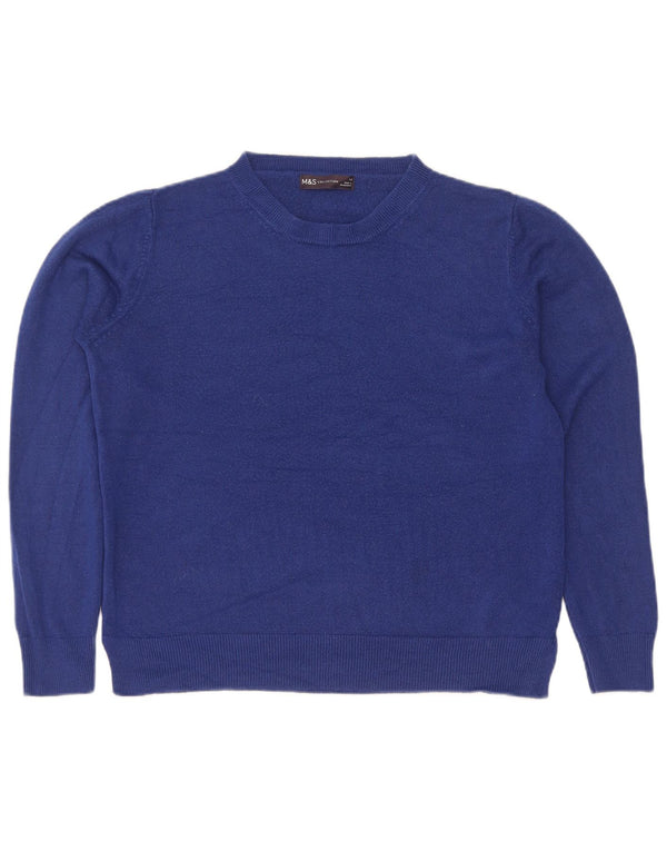 Marks & Spencer Damen-Pullover mit Rundhalsausschnitt, UK 14, Mittelblau, Acryl