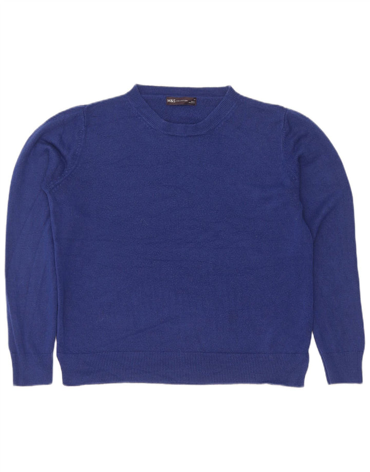 Marks & Spencer Damen-Pullover mit Rundhalsausschnitt, UK 14, Mittelblau, Acryl