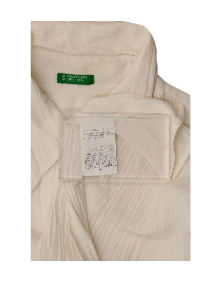 BENETTON Womens Shirt Dress UK 14 Medium White Cotton