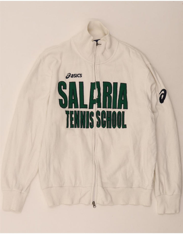 ASICS Herren-Trainingsanzug mit grafischem Oberteil, XL, weiße Baumwolle