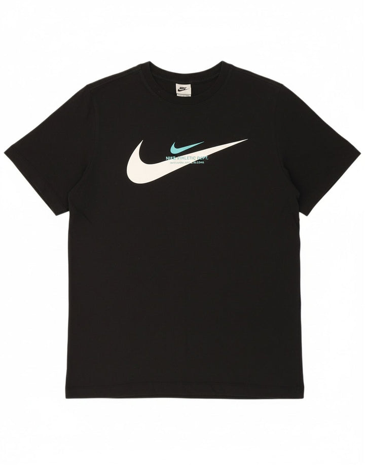 NIKE Mens Graphic T-Shirt Top Medium Black Cotton