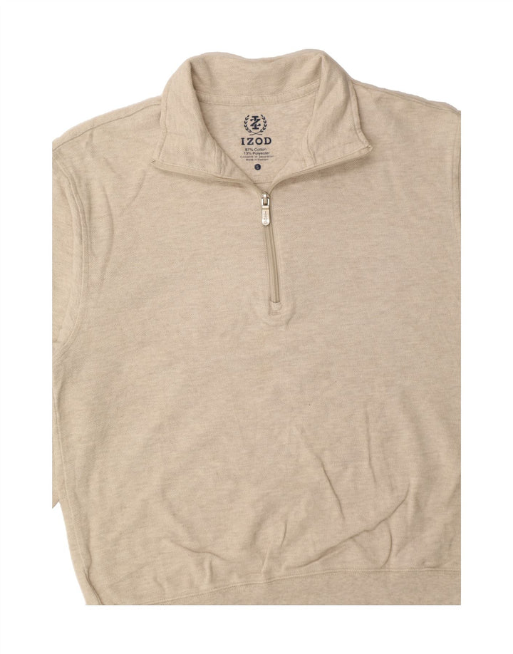 IZOD Mens Zip Neck Jumper Sweater Small Beige Cotton Vintage Izod and Second-Hand Izod from Messina Hembry 