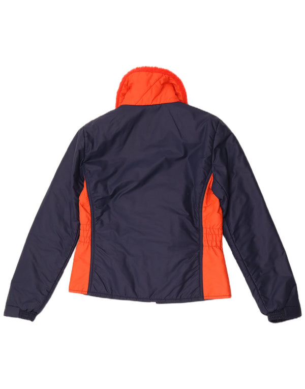 Vintage Damen Windjacke IT 50 XL Marineblau Colourblock Nylon
