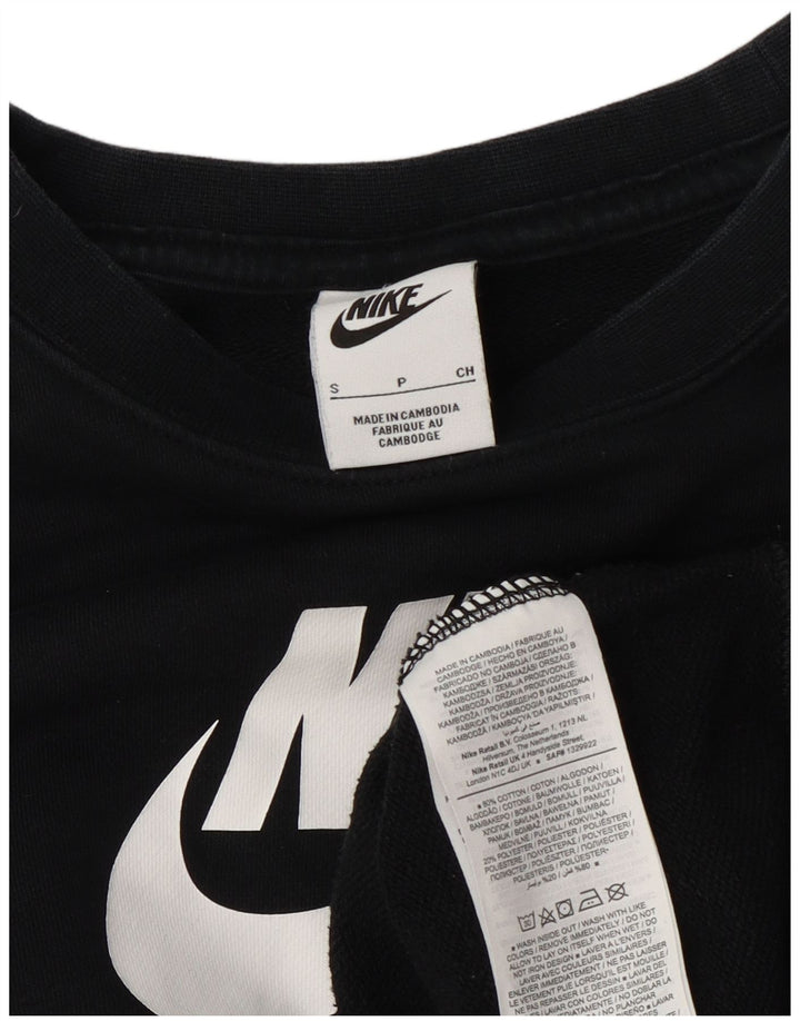 Nike Womens Graphic Oversized Sweatshirt Pullover UK 10 Small Schwarz Baumwolle