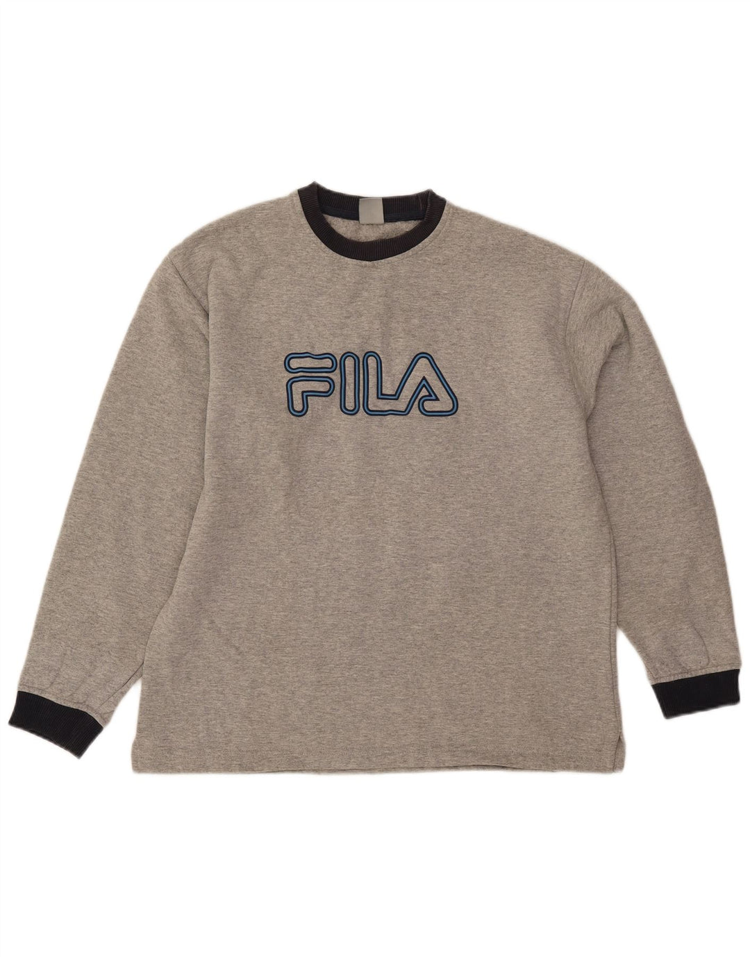 Fila Herren Grafik-Sweatshirt-Pullover IT 48 Mittelgrau gefleckte Baumwolle